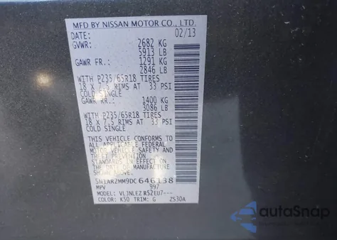 2013 Nissan Pathfinder Sv from USA, damaged, VIN 5N1AR2MM9DC646138